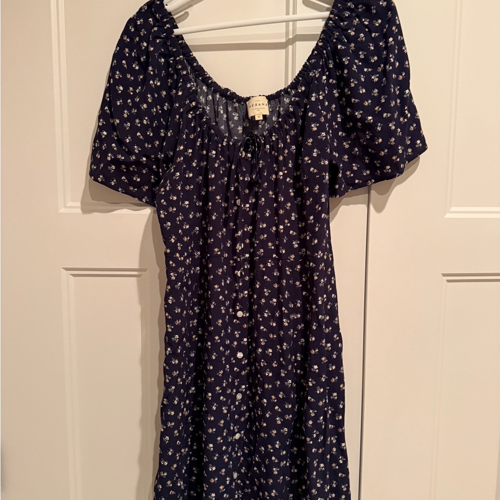 Sezane Floral Navy Dress